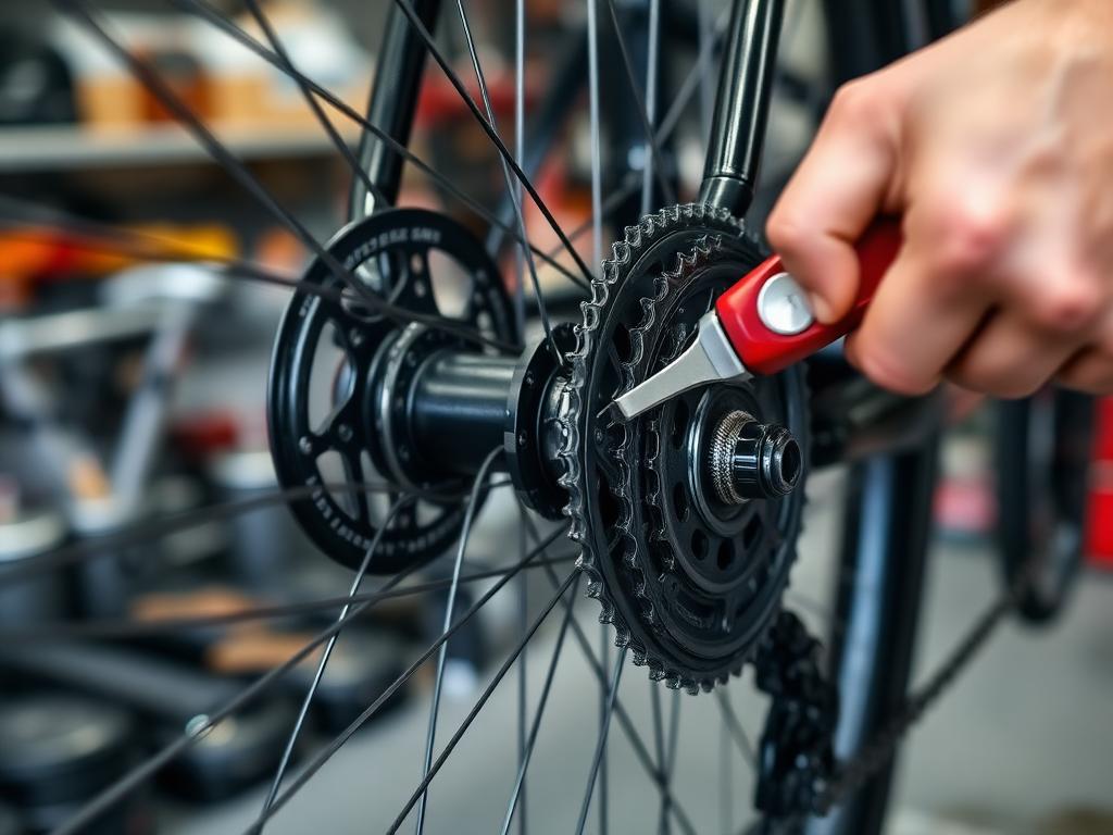 Onderhoud aan het tandwiel van een fiets